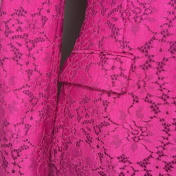 ZARA Tailored Lace Floral Blazer | Fuchsia | M - Picture 7 of 15